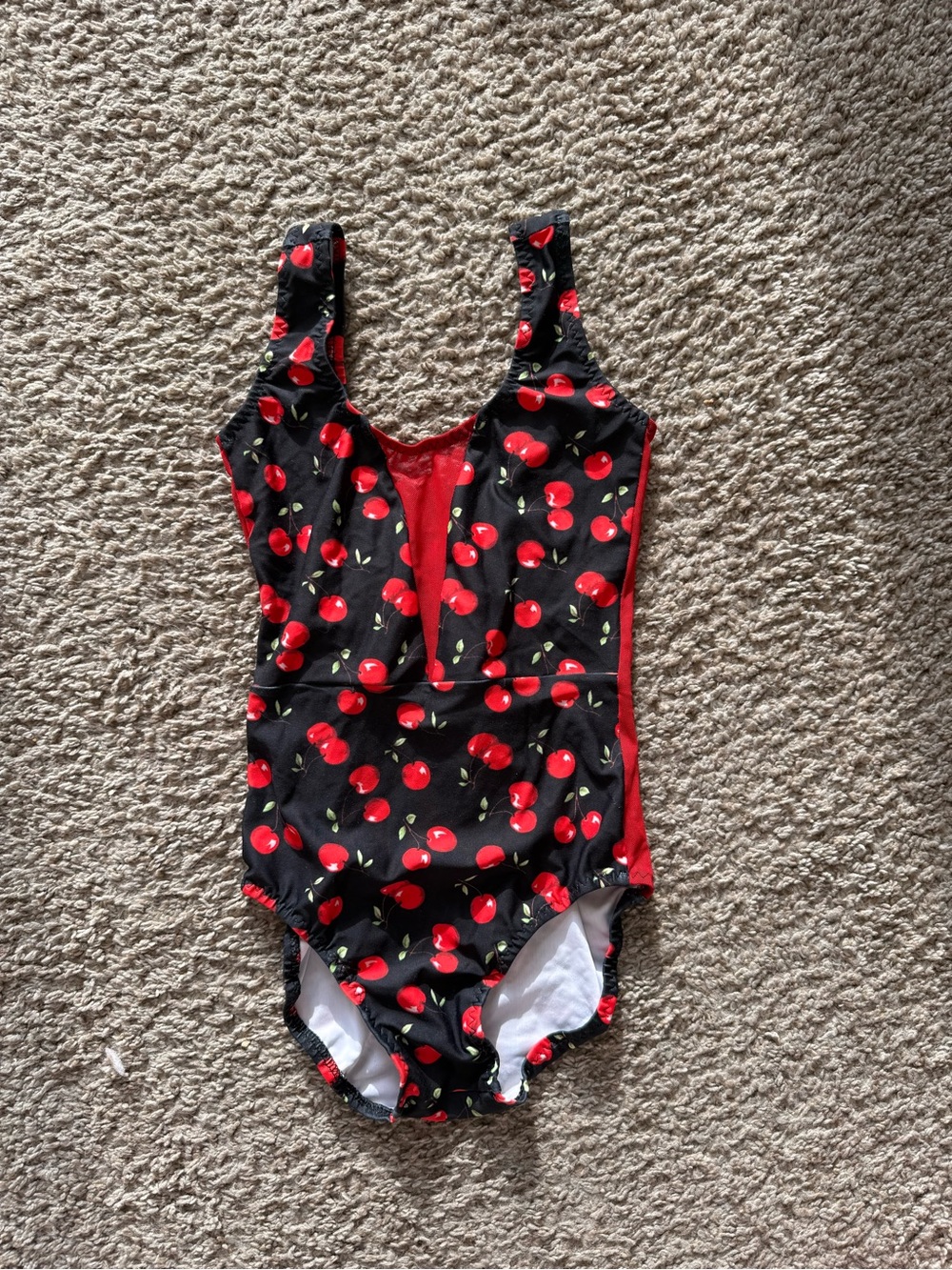 Chameleon Activewear Black & Red Cherry Print Leotard